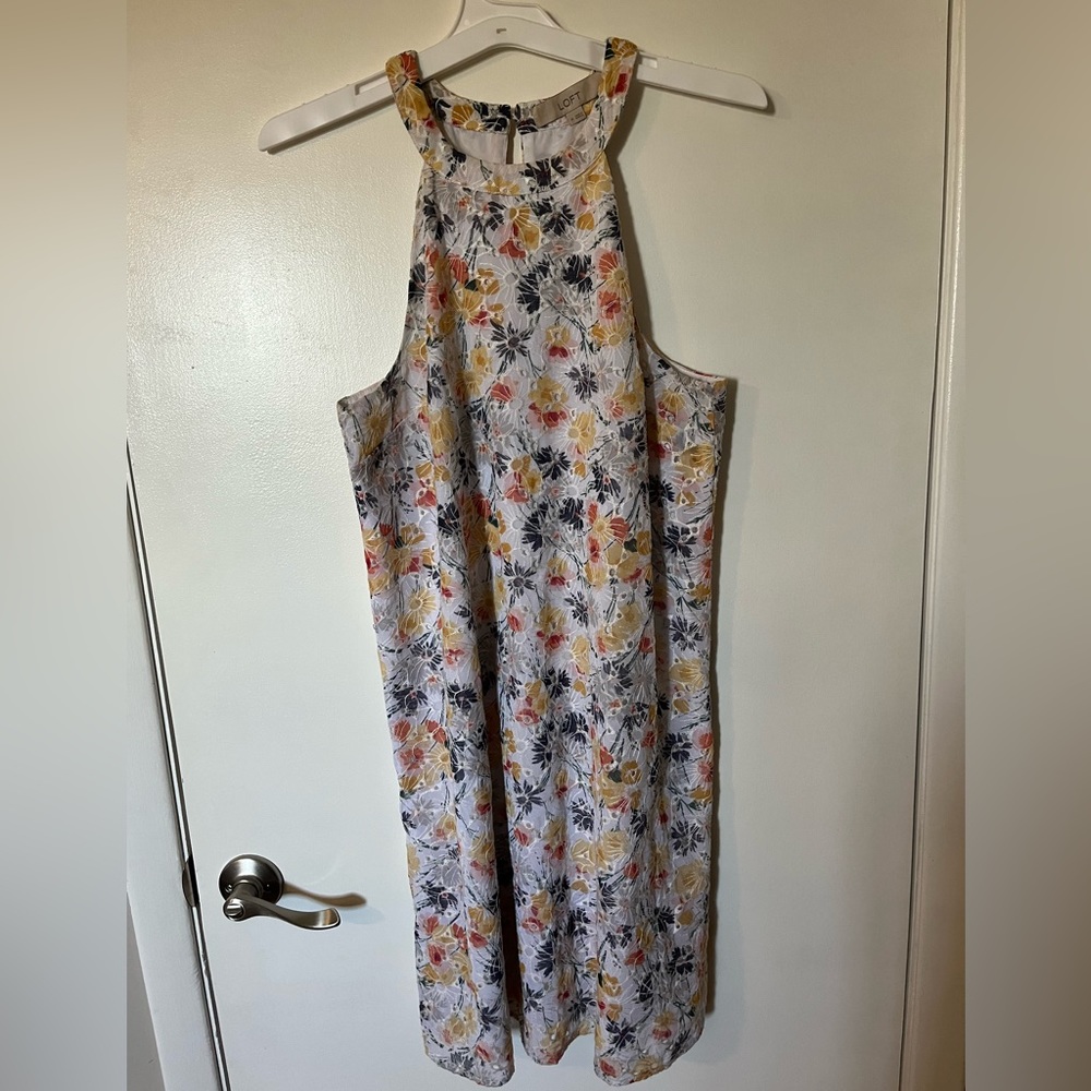 LOFT Eyelet & Floral Halter Dress